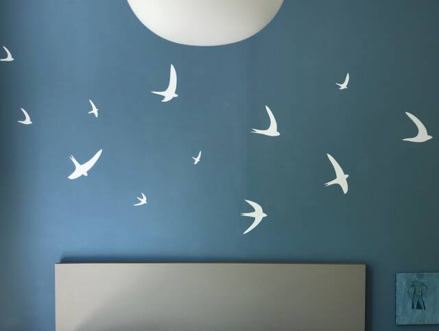 Flying Birds Wall Decals Set Of 12 Unique Girls Bedroom Decor - Playroom Stickers Best Spring Home Kids Room Art - image 1