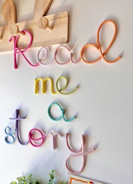 Read Me A Story Sign - Pastel Multicolour Wall Art Nursery Or Kids Room Decor Handmade Reading Nook Custom Colour Option - image 1