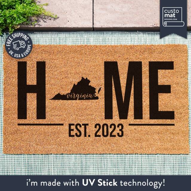 Virginia State Map Doormat - Custom Mat Personalized Rug Silhouette Housewarming Gift - image 1