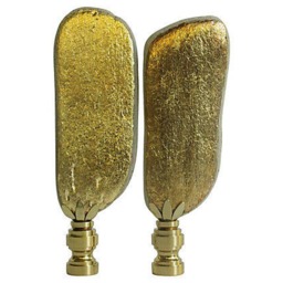 Golden Driftwood Lamp Finials - Two-Faced Gold Gilded On Shiny Brass Hardware A Matching Pair - thumbnail 3