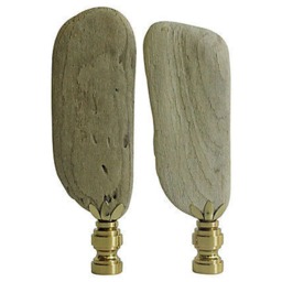 Golden Driftwood Lamp Finials - Two-Faced Gold Gilded On Shiny Brass Hardware A Matching Pair - thumbnail 4
