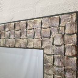 Wall Mirror Wood Square Mosaic Design Frame in Champagne Or Antique Silver Bevelled Edge 106x76cm - 42x32 Inches - thumbnail 3