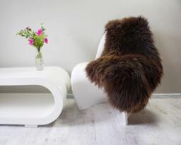 "Giant Brown Sheepskin Throw Rug, Genuine Leather - 46"" X 26"