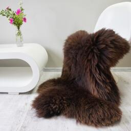 "Giant Brown Sheepskin Throw Rug, Genuine Leather - 46"" X 26" - thumbnail 2