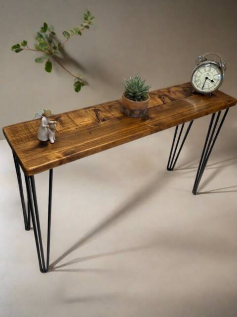 Rustic Console Table With Hairpin Legs - Farmhouse Bespoke Sizes - image 1