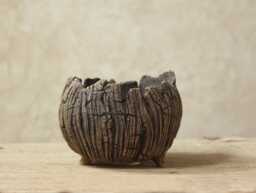 Kusamono Stoneware Pot For Succulents & Cacti, Natural Texture, Dimensions 12-13 cm - Width, 7-9 - Height - thumbnail 1