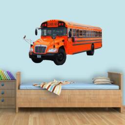 School Bus - Peel & Stick Wall Decal Realistic Sticker Reusable Fabric Material Vwaq-Pas9 - thumbnail 1