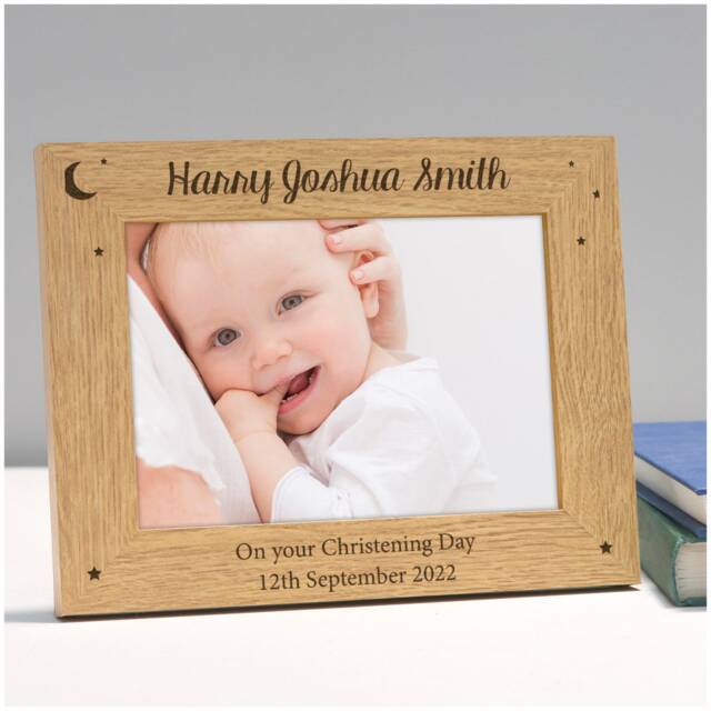 Personalised Christening Photo Frame Gift, Boys Frame, Girls Baptism Day, Naming 6x4 7x5 Picture - image 1