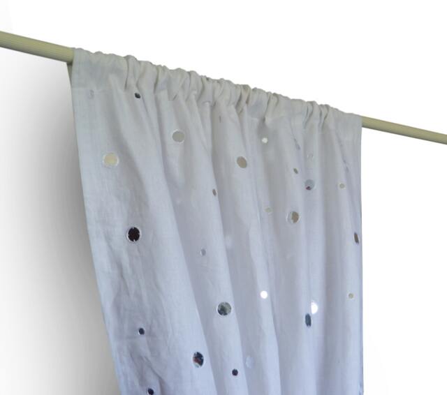 Linen Window Curtains, Mirror Embroidery Treatment, Embellished Curtain Drape, Luxury Door Wedding Gifts - image 1
