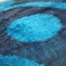 Navy Blue Velvet Ikat Pillow Cover, Silk Accent Cushion - thumbnail 4