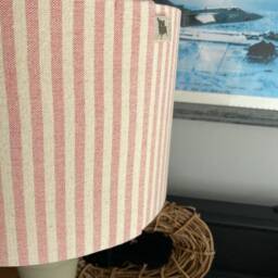 Taupe & Rose Striped Luxury Drum Lamp Shade. Bespoke. Handmade Table Or Pendant Shades in 20cm Or 30cm - thumbnail 3