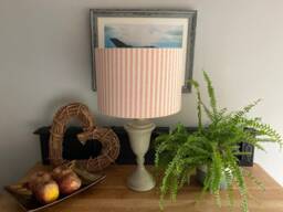 Taupe & Rose Striped Luxury Drum Lamp Shade. Bespoke. Handmade Table Or Pendant Shades in 20cm Or 30cm