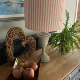 Taupe & Rose Striped Luxury Drum Lamp Shade. Bespoke. Handmade Table Or Pendant Shades in 20cm Or 30cm - thumbnail 2