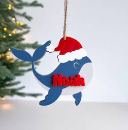 Personalized Christmas Whale Ornament Acrylic Name Bauble