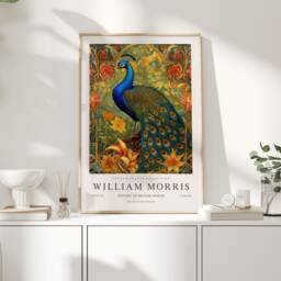 William Morris Print, Art, Exhibition Poster, Uk, Peacock Artwork, Decor - thumbnail 1