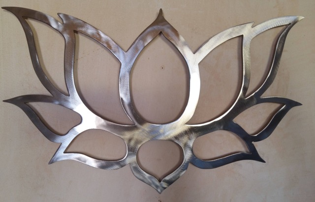 Brushed Steel Lotus Flower Wall Art Yoga Zen Decor - 90 cm - image 1