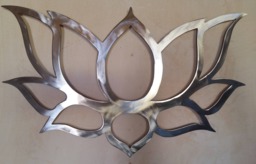 Brushed Steel Lotus Flower Wall Art Yoga Zen Decor - 90 cm