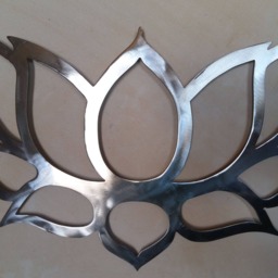 Brushed Steel Lotus Flower Wall Art Yoga Zen Decor - 90 cm - thumbnail 2