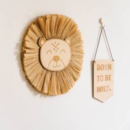 Custom Set Of Baby Animals, Lion -Tiger - Zebra Boho Nursery Decor, Face Raffia Wall Hanging, Safari Jungle - thumbnail 4