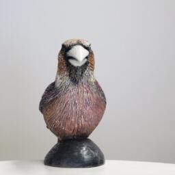 Hawfinch Bird Statue Hand Cast Resin Figurine - thumbnail 3
