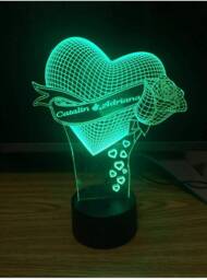 Heart With Rose 3D Personalised Smart App Control Night Light Bluetooth, Music, 7&16M Colour Mobile App , Gift Led Lamp