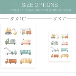 Truck Art Print - Construction Trucks Wall Art, Kids Room Car Print, Boy Nursery Decor, Prints For - thumbnail 2