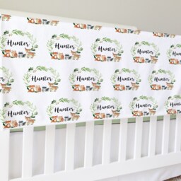 Personalized Woodland Baby Blanket Gifts Shower Gift Newborn Watch Me Grow Boy - thumbnail 2