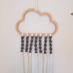 Grey, Colourful, Wall Decor, Hanging, Ribbon, Macrame, Cloud, Home, Knotty_Baby, Grey Nursery, Nursery Decor - thumbnail 2