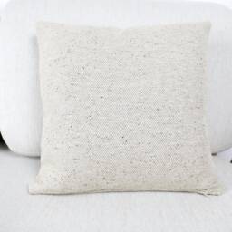 Eco Recycled Yarn Natural Herringbone Wool Cushion Covers, 100% Fiber Wool, Cotton & Linen Mix Throw Pillows - thumbnail 3