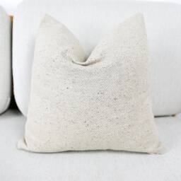 Eco Recycled Yarn Natural Herringbone Wool Cushion Covers, 100% Fiber Wool, Cotton & Linen Mix Throw Pillows - thumbnail 2