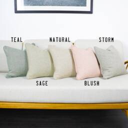 Eco Recycled Yarn Natural Herringbone Wool Cushion Covers, 100% Fiber Wool, Cotton & Linen Mix Throw Pillows - thumbnail 4
