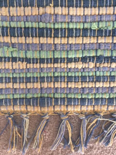 "Handmade Chindi Rug, Handmade Rag Boho Hippie Vegan Jute Trim. 20""x40" - image 1