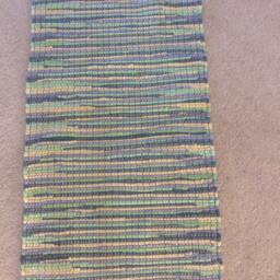 "Handmade Chindi Rug, Handmade Rag Boho Hippie Vegan Jute Trim. 20""x40" - thumbnail 4