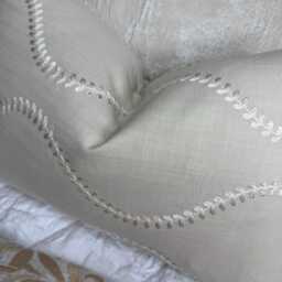 "Greige Beige Cushion Cover - Embroidered Elegance in John Lewis Chattis Fabric - 12""x20" - thumbnail 4