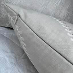 "Greige Beige Cushion Cover - Embroidered Elegance in John Lewis Chattis Fabric - 12""x20" - thumbnail 2