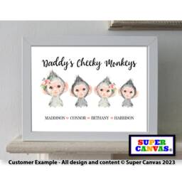Dad Grandad Daddy Fathers Day Monkey Personalised Family Picture A4 Framed Print Unique Handmade Gift For Birthday Present - thumbnail 1