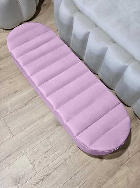 Olivia Pink Coffee Table Bench, Line Panel Lid Storage Footstool Bench Seat Pouffe Footrest Window Bay Bed End Made in UK - image 1