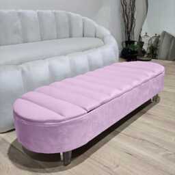 Olivia Pink Coffee Table Bench, Line Panel Lid Storage Footstool Bench Seat Pouffe Footrest Window Bay Bed End Made in UK - thumbnail 3