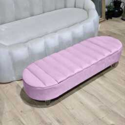 Olivia Pink Coffee Table Bench, Line Panel Lid Storage Footstool Bench Seat Pouffe Footrest Window Bay Bed End Made in UK - thumbnail 2