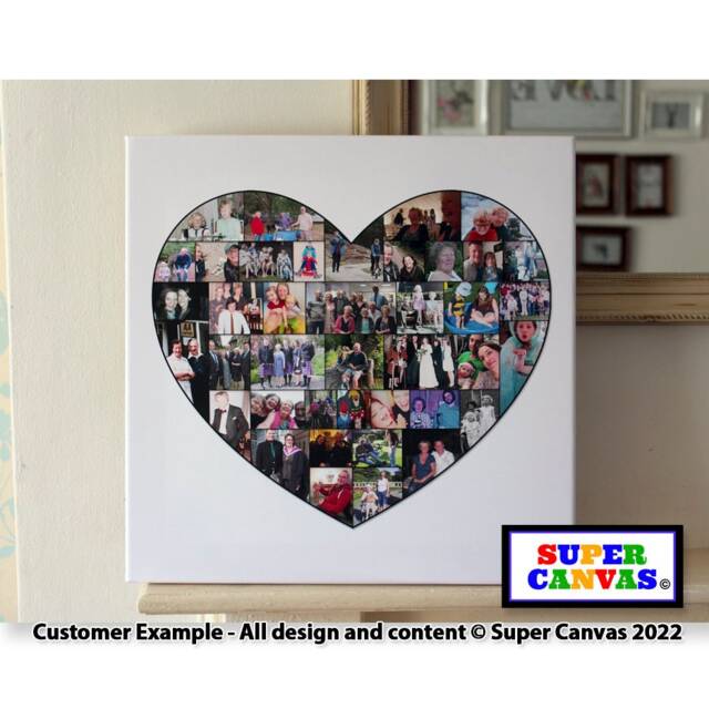 Heart Shape Picture Photo Collage Wedding Family Baby Travel Holiday Wall Art Framed Canvas Print Unique Birthday Christmas Gift - image 1