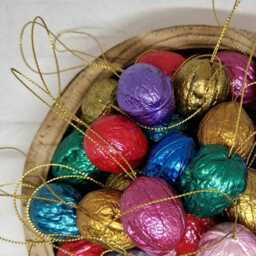 Handpainted Walnut Christmas Ornaments, Rustic Holiday Decor - thumbnail 3