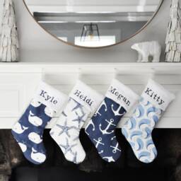 Coastal Christmas Decorations, Beachy Stockings, Whale, Starfish, Anchor Decor, Beach Themed Holiday No.717 No.401 No.680 No.722 - thumbnail 2