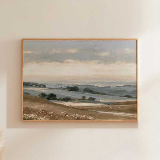Sage Hills Poster, Rolling Landscape Wall Art, Neutral Country Print - image 1