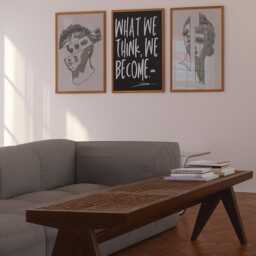 Modern Greek-Inspired 3-Piece Poster Set - Minimalist Sculpture Illustrations & Motivational Typography Wall Art/Physical - thumbnail 2