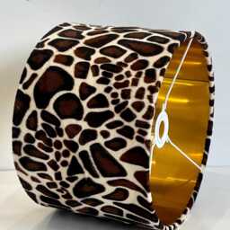 New Luxury Premium Quality Animal Little Giraffe Faux Fur Realistic Skin Velvet Drum Shape Lamp Shade Pendant Light Metallic Linings - thumbnail 2
