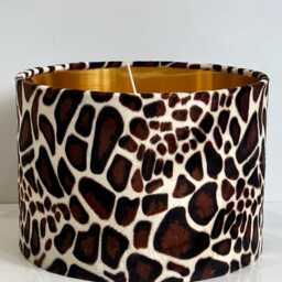 New Luxury Premium Quality Animal Little Giraffe Faux Fur Realistic Skin Velvet Drum Shape Lamp Shade Pendant Light Metallic Linings - thumbnail 3