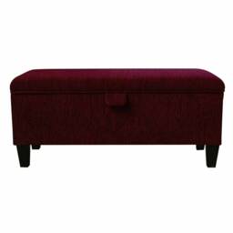Red Boucle Storage Bench - Luxury Ottoman Handmade in Britain - thumbnail 3
