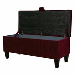 Red Boucle Storage Bench - Luxury Ottoman Handmade in Britain - thumbnail 2