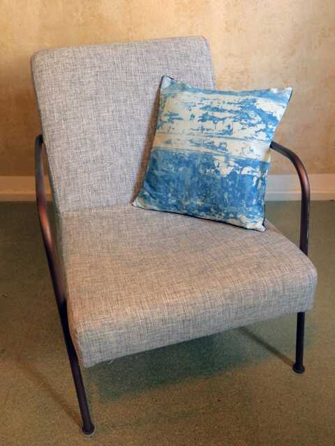 Handprinted Blue Pillow - Cyanotype With Velvet & Abstract Paint Motive - image 1