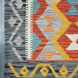 Tribal Kilim Rug, Handmade Artisan Afghan Turkish Scandinavian Navajo Bohemian Flatweave Wool Rug 116x77 cm - thumbnail 2